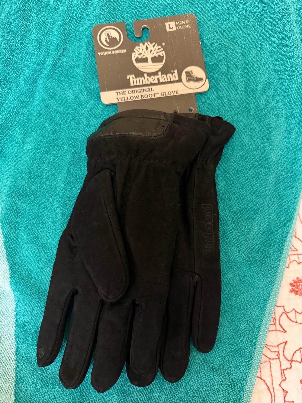 Timberland Men's Black Leather Touchscreen Gloves